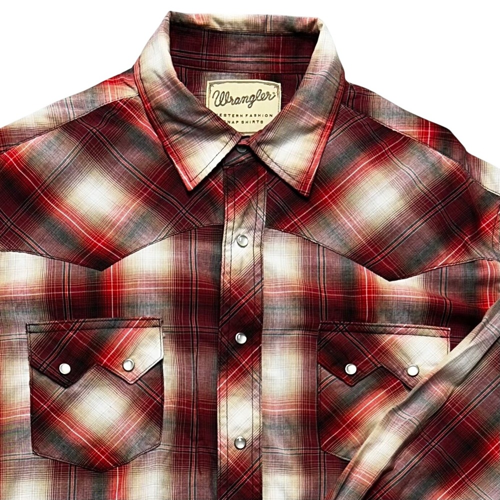 Wrangler Snap Shirt Western Fashion Mens XL Red Plaid Cowboy Westernwear 2018‎